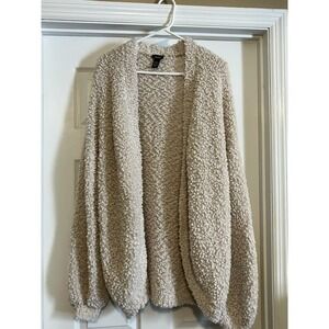 Women's Size L/XL Popcorn Knit Sweater, Winter Cardigan Wheat Off White Color